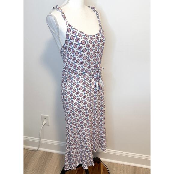 BECCA Marrakesh Ruffled Swim Cover Up Midi Dress In Cream Purple - Picture 7 of 15